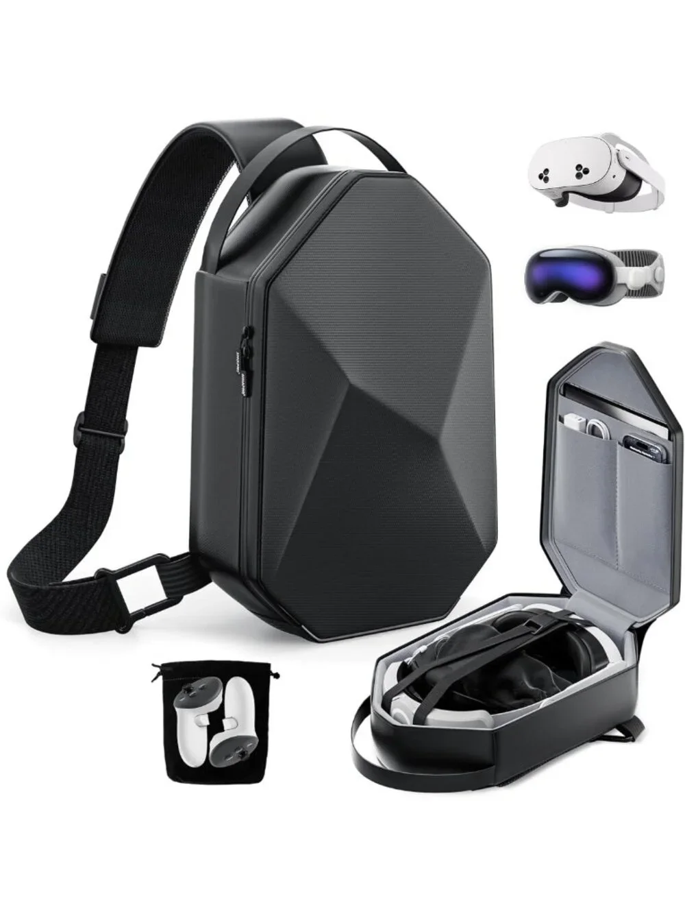 VR Carrying Case for Meta Quest 3/2 - Fits BOBOVR & KIWI Straps, Travel Ready